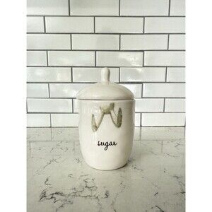 RAE DUNN Sugar Bowl Jar with Lid Floppy BUNNY EARS Pink Inside Springtime Easter